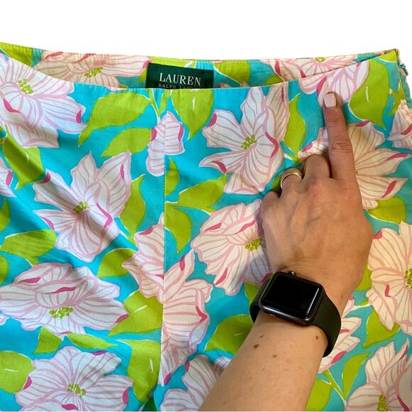 Ralph Lauren Pants Womens Size 6 Floral Straight Leg Bright Tropical Slacks - Picture 10 of 11